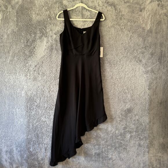 Mikael Aghal NWT Black Asymmetrical Evening Gown Dress Size 10 - Picture 5 of 14